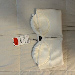 Zara Off-White Ribbed Bandeau
